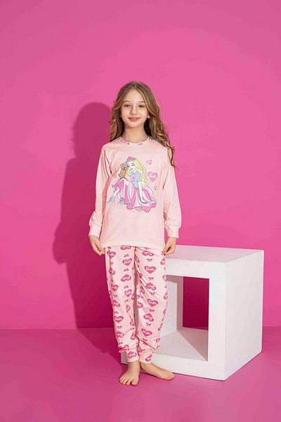 Tarık Girl's Patterned Long Sleeve Pijama Suit