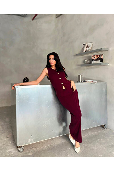 novalook مجموعة تنورة سترة بأزرار لؤلؤية ملتوية بخيط بارد