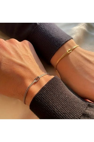 MYSTERY TAKI AKSESUAR Cobra Chain Love Knot Pair of 2 Bracelet