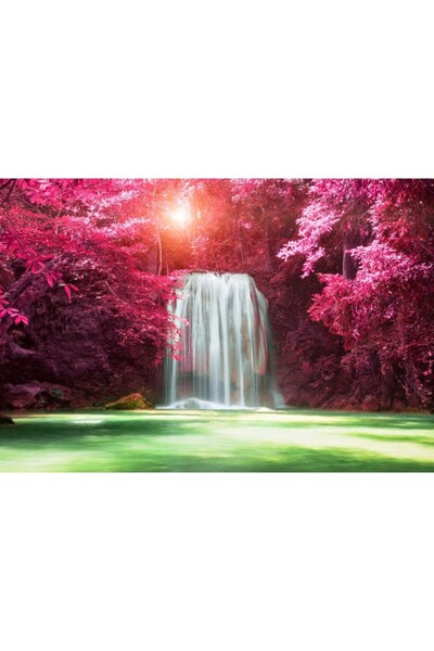 Zumzeria Tablou Canvas Cascada de basm în culorile roșii strălucitoare ale to...