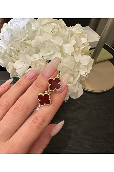 bellss shop Bordo Yonca Model Küpe