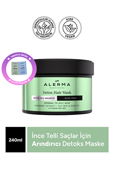 Alerma Ince Telli Ve Yağlı Saçlar Için Detox Sülfatsız Saç Maskesi 240 ml