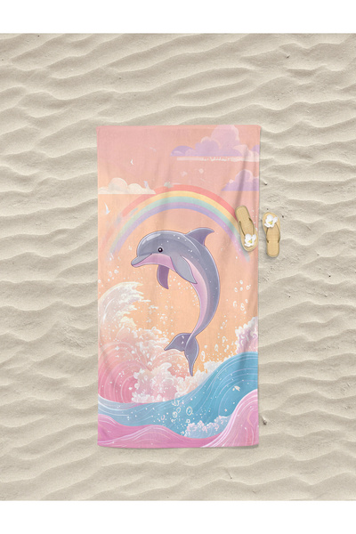 Home Πετσέτα μπάνιου παραλίας με ψηφιακή εκτύπωση με μοτίβο θάλασσας με δελφί...