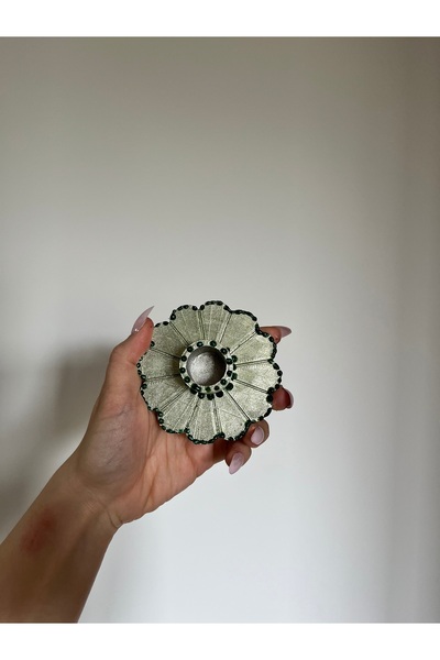 inrobert Çiçekli Şamdan Mumluk Parlak Seri