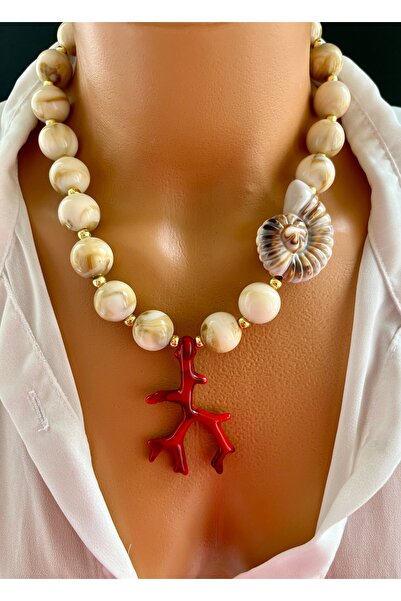 Limi Design قلادة أكريليك على شكل عظمة، حلزون حلزوني، قلادة بتصميم مرجاني مع ...