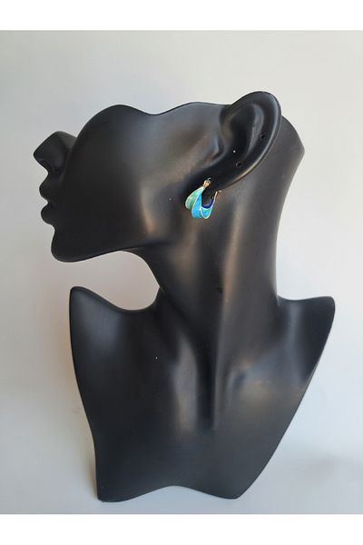 BHR AKSESUAR Blue Spiral Earrings