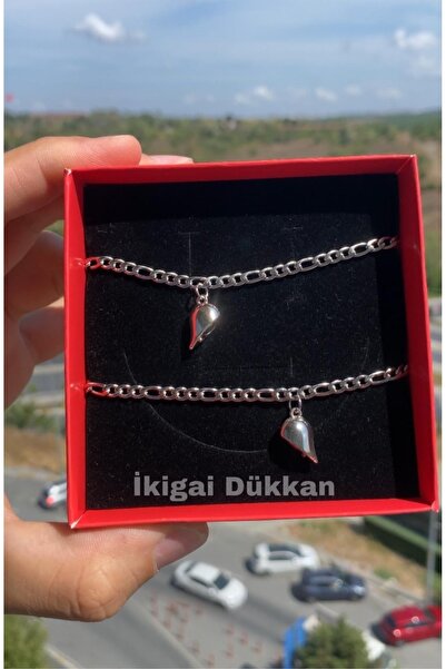 İkigai Dükkan Mıknatıs Kalpli Çift Bilekliği – 2'li Set Sevgili Bilekliği