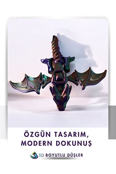 ZTE 3D BASKI Renk Değiştiren Ejderha 3 Renkli Mavi Kırmızı Sarı Yeşil Mor Hareketli Figür Oyuncak