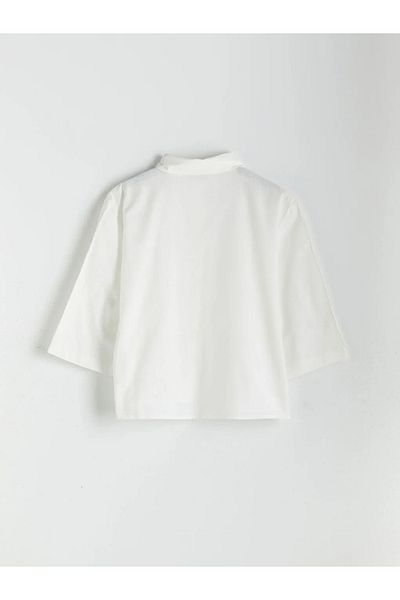 LC Waikiki Lcwaikiki Classic Ecru Women's Shirt with Embroidery Detail