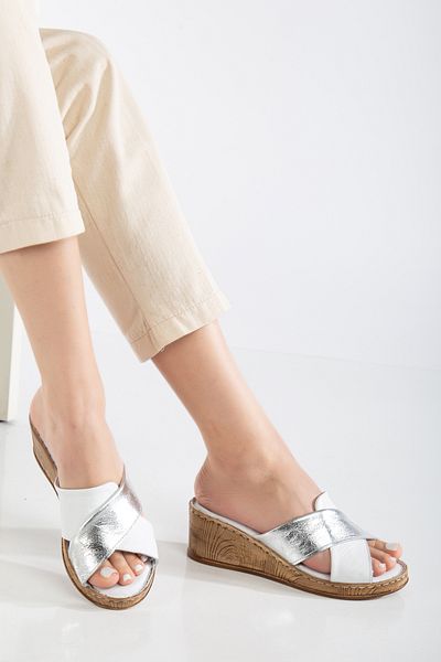 By Yağlıoğlu 00199100   Genuine Leather Anatomical Extra Comfortable Heel Spur Comfortable Slippers