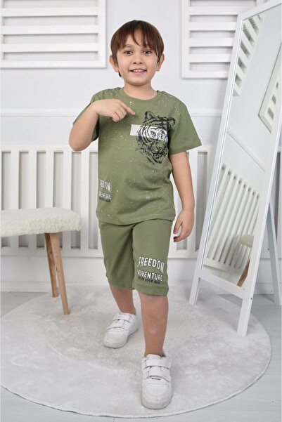 Yağmur Giyim Костюм для хлопчиків з коротким рукавом із зеленим тигровим візе...