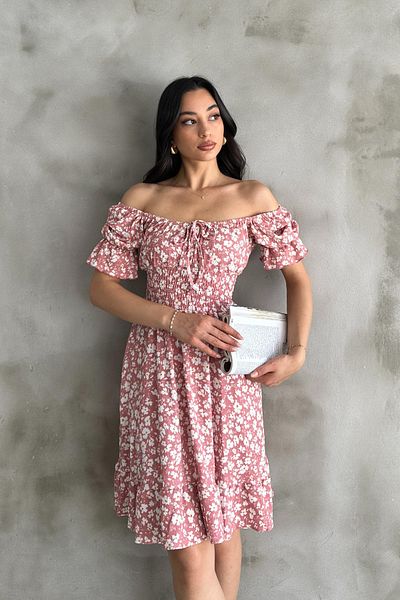Mila Pink Patterned Gimp Dress