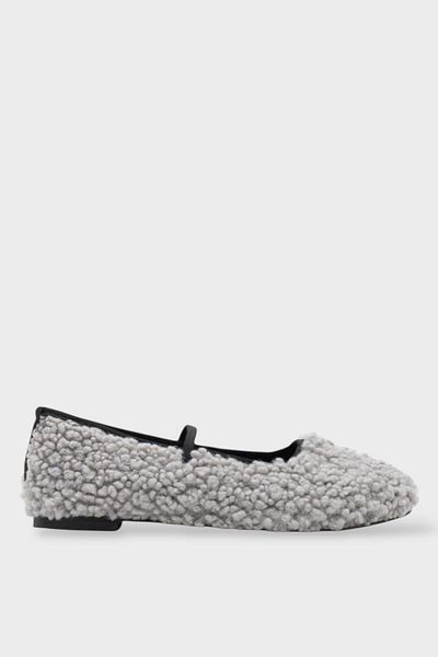 Liger Soft and Single Striped Plush Women's Ballerinas - Furnish