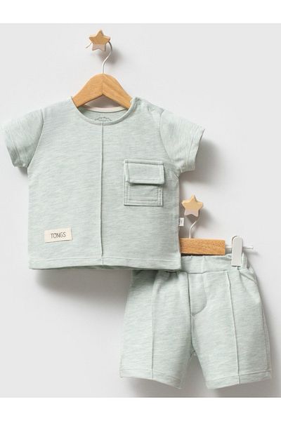 Tongs Baby Baby Boy's Pocket Short Sleeve 2-Person Suit Cotton