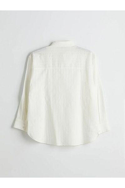 LC Waikiki Koszula damska LCW Vision Ecru Textured Oversize