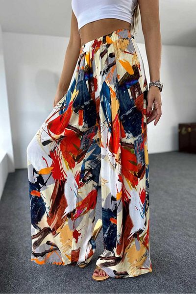 Suzi Patterned Waist Elastic Loose Pants 26271