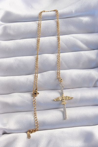 Skygo Gold Colored 316l Steel Zircon Stone Sword Model Phoenix Necklace - Tj-bko8986