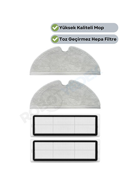 robotyedek Xiaomi Mop 2 Pro 3D - Atenție: Cu cameră-Plus Global, mop de schimb compatibil și filtru Hepa, set de 4 piese