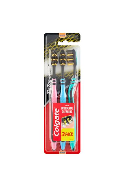 Colgate ZIG ZAG TOOTHBRUSH CHARCOAL MEDIUM 3PCS/SET