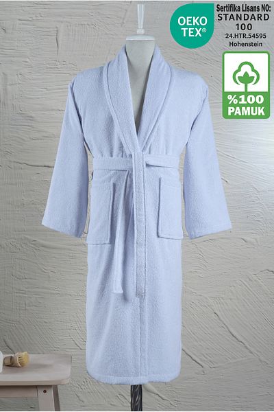 Ellaline Şalyaka Halat de baie 100% Bumbac Certificat Albastru Deschis 340 Gr/m2 Unisex
