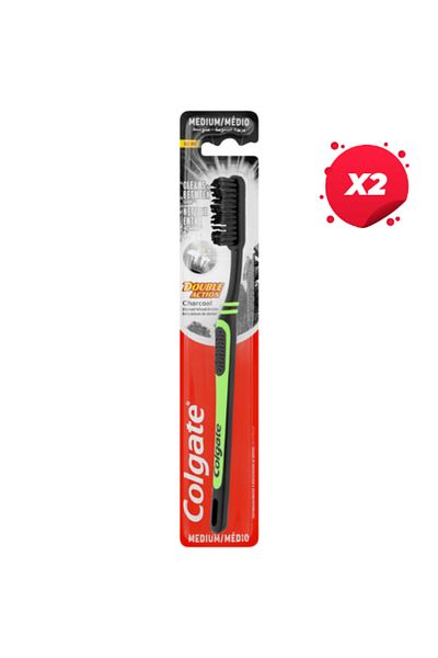 Colgate X2 - COLGATE DOUBLE ACTION TOOTHBRUSH CHARCOAL MEDIUM