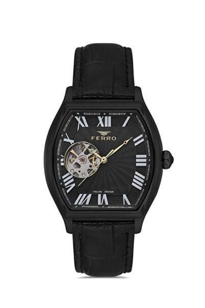 FERRO Siyah Deri Kordon Erkek Kol Saati FM40124B-G
