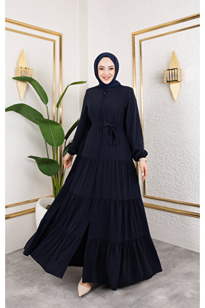 Butik Medine İpeği 3 Kat Büzgülü Feracce