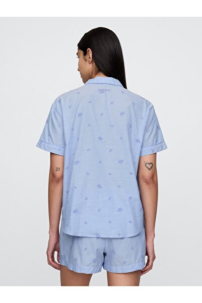 GAP Kadın Mavi İşlemeli Pijama Üstü