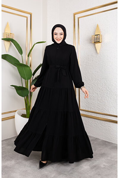 Genel Markalar Medine İpeği 3 Kat Büzgülü Feracce