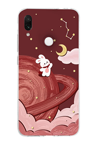 moonset Xiaomi Redmi Note 7 Uyumlu Sevimli Tavşan Tasarımlı Baskılı Şeffaf Te...