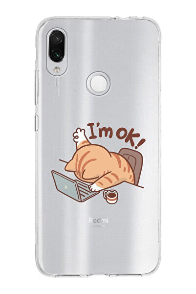 moonset Xiaomi Redmi Note 7 Uyumlu Sevimli Kedi Tasarımlı Baskılı Şeffaf Tele...