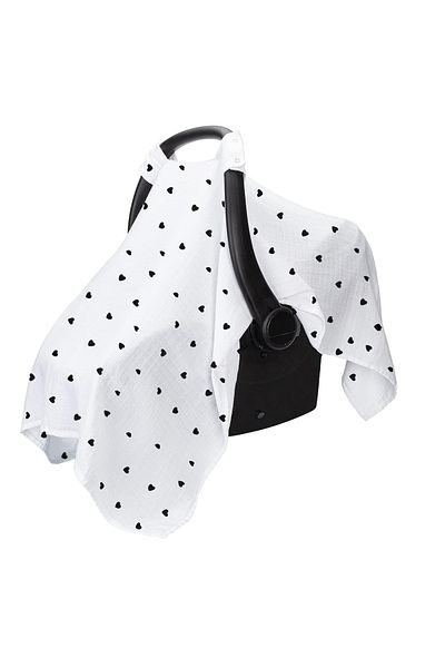minoshes 100% Cotton Black Heart Muslin Stroller Cover