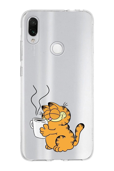 moonset Xiaomi Redmi Note 7 Uyumlu Garfield Tasarımlı Baskılı Şeffaf Telefon ...