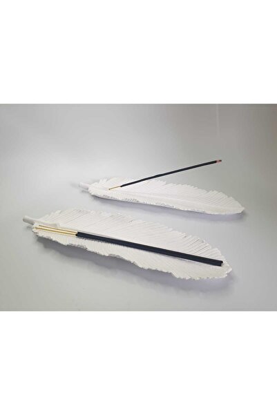 Lapida Home Decor 2'li Beyaz Taş Tozu Tütsülük Seti – Dekoratif Tüy Şeklinde ...