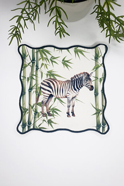 decofav Șervețel de cocktail din țesătură cu broderie în acuarelă cu design b...