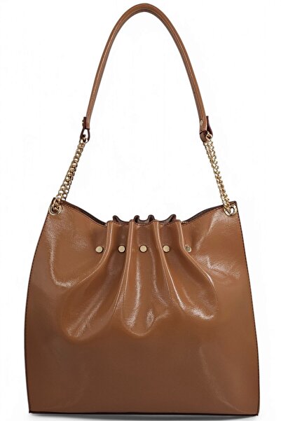 Evident Somon Rugan Zincir Detaylı Pileli Kadın Omuz Çantası