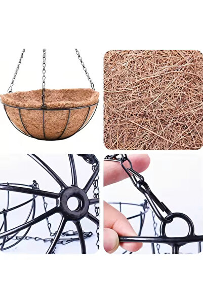 BGA 30cm Hindistan cevizi lifi sepet saksı bahçe balkon iç,dış mekan bitki çiçek sarmaşık saksısı