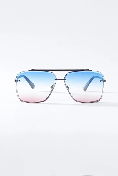 Kapin Jane Crystal Glass Rectangular Sunglasses - Blue Claret Red