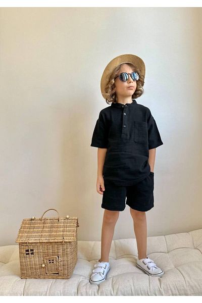Baby Wikiboom 100% Muslin Fabric T-Shirt and Shorts and 2-Piece Boy's Summer and Stylish Set