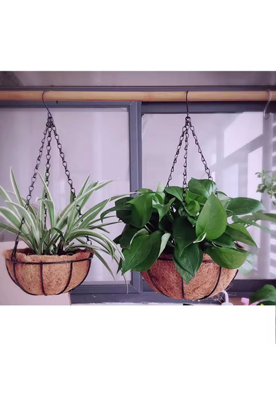 BGA 30cm Hindistan cevizi lifi sepet saksı bahçe balkon iç,dış mekan bitki çiçek sarmaşık saksısı