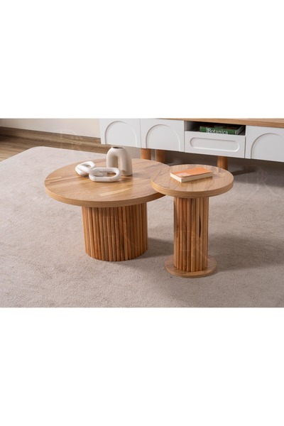 Kızılaslan Mobilya Bohem 2li Orta Sehpa İslandinav Country Modern ahşap manta...