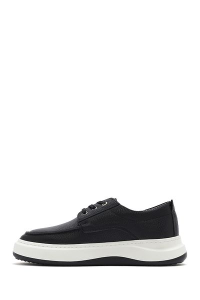 Derimod Men's Black Lace-Up Thick Sole Leather Casual Shoes 25Sfd6603Ft