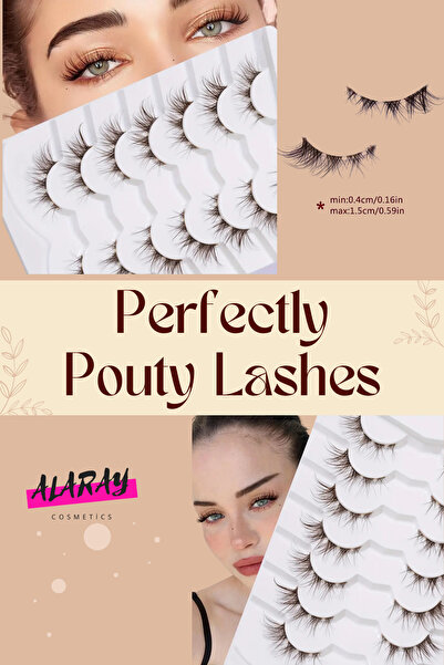 alaraycosmetics NATUREL TAKMA İPEK KİRPİK DARK BROWN 7 ÇİFT HAZIR DEMET-YUMUŞAK VE HAFİF ÇAPRAZ STİLLER CAT EYE'S