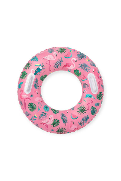 Fidan oyuncak حلقة سباحة فلامينجو منقوشة على شكل فلامينجو مقاس 75 سم باللون الوردي