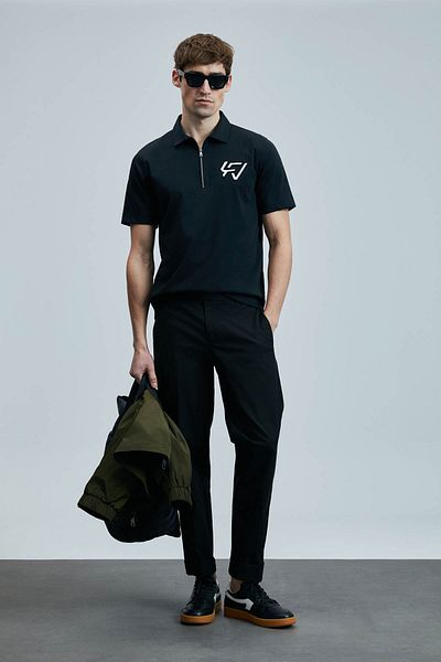 Lufian 111040224 Slash Smart Polo Neck T-shirt Ανδρικό T-shirt Μαύρο