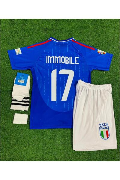 BYSPORTAKUS İtalya Özel Deplasman Ciro Immobile Çocuk Forması 4'Lü Set