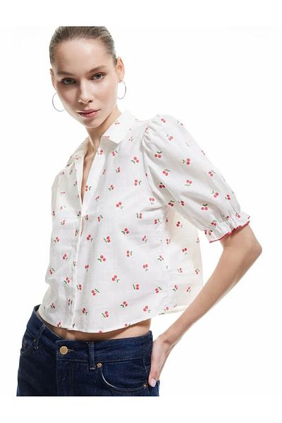Koton Balloon Sleeve White Women's Shirt 5Sal60036Iw