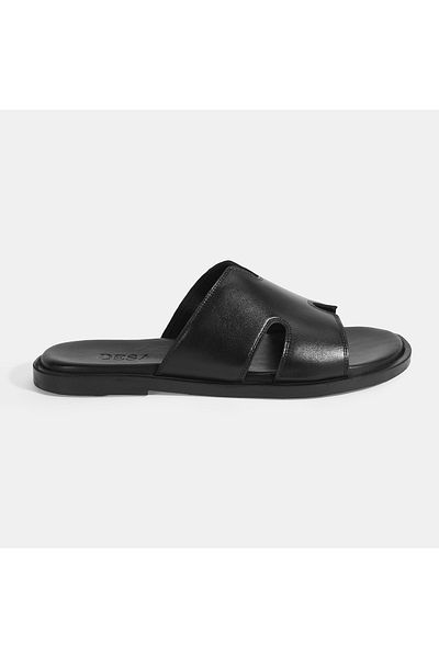 Desa Papuci pentru bărbați din piele cu model de crocodil negru