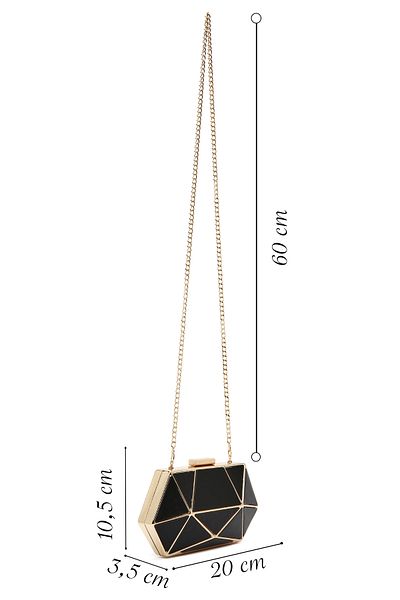 Derimod Women's Black Long Chain Strap Mini Box Evening Dress Bag 25Sbd 296318