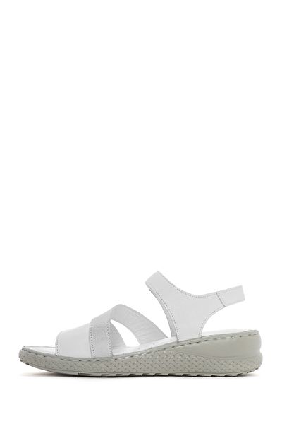 Derimod Women's White Strappy Leather Comfort Sandals 25Sfd 321814